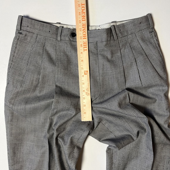 Domani Uomo Houndstooth Plaid 100% Wool Suit Set Black White Blazer Dress Pants - Picture 13 of 15